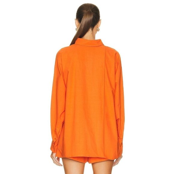 HAIGHT. Oversized Shirt in Mie Orange Small New Womens Button Down Blouse Top - Picture 2 of 13